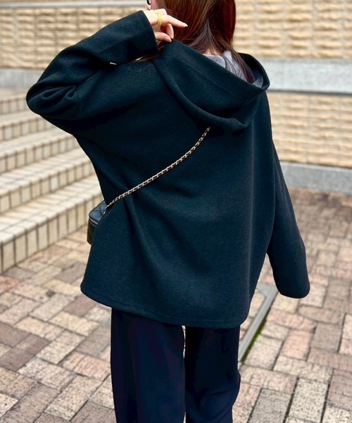 Emma Taylor（エマテイラー）の「ヘリンボーンフーディ―コート（その他アウター・レディース・ブラック/ライトベージュ・FREE）」の9枚目の写真