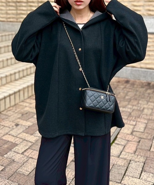 Emma Taylor（エマテイラー）の「ヘリンボーンフーディ―コート（その他アウター・レディース・ブラック/ライトベージュ・FREE）」の13枚目の写真