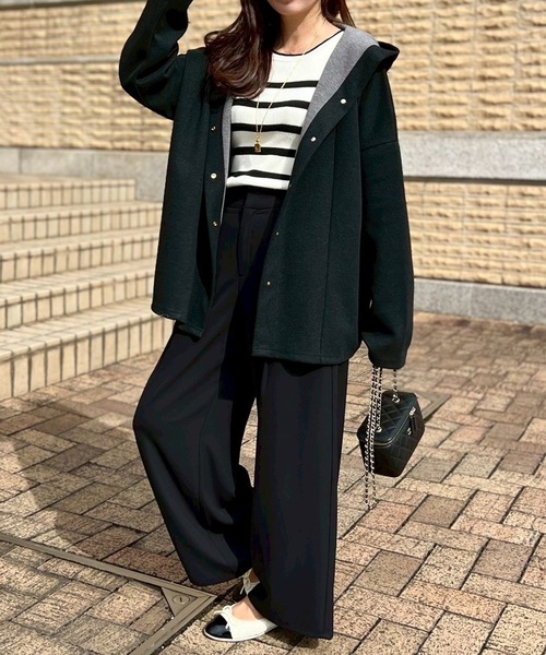 Emma Taylor（エマテイラー）の「ヘリンボーンフーディ―コート（その他アウター・レディース・ブラック/ライトベージュ・FREE）」の12枚目の写真