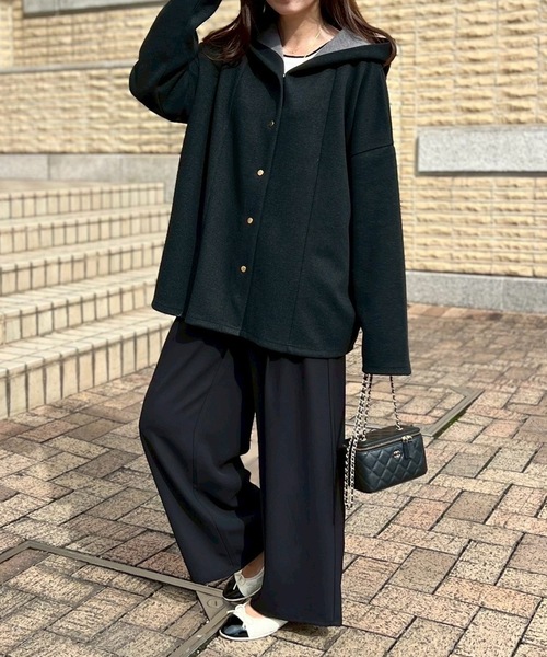 Emma Taylor（エマテイラー）の「ヘリンボーンフーディ―コート（その他アウター・レディース・ブラック/ライトベージュ・FREE）」の14枚目の写真