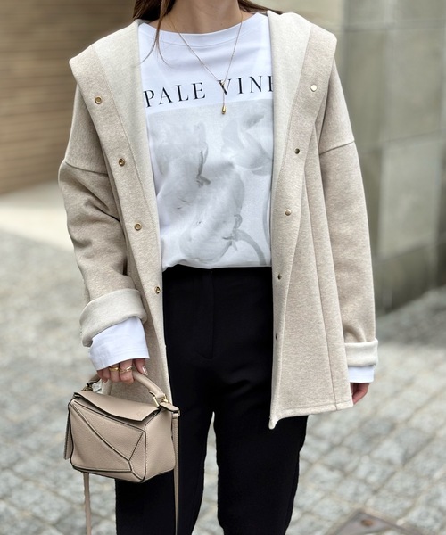 Emma Taylor（エマテイラー）の「ヘリンボーンフーディ―コート（その他アウター・レディース・ブラック/ライトベージュ・FREE）」の4枚目の写真