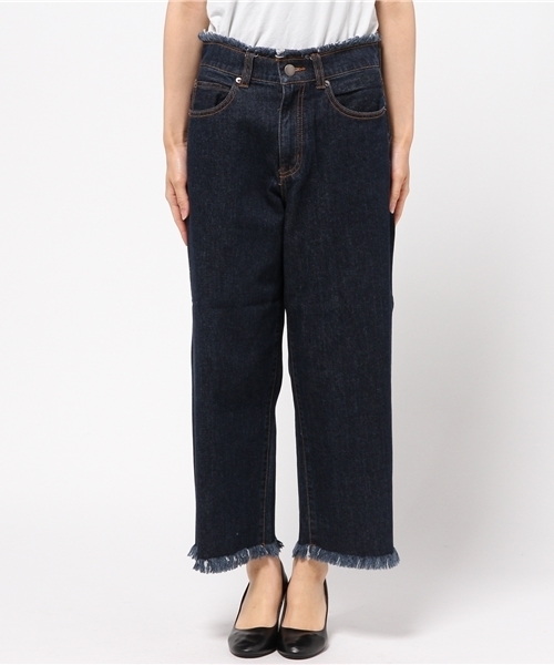 LOWRYS FARM（ローリーズファーム）の「フリンジデニムクロップド　707488（デニムパンツ・レディース・ブルー/ネイビー・LARGE/MEDIUM）」の3枚目の写真