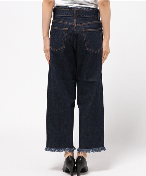 LOWRYS FARM（ローリーズファーム）の「フリンジデニムクロップド　707488（デニムパンツ・レディース・ブルー/ネイビー・LARGE/MEDIUM）」の5枚目の写真