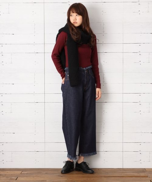 LOWRYS FARM（ローリーズファーム）の「フリンジデニムクロップド　707488（デニムパンツ・レディース・ブルー/ネイビー・LARGE/MEDIUM）」の14枚目の写真