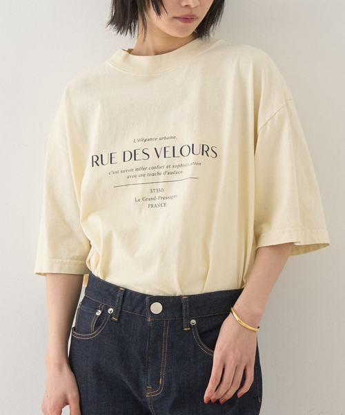 Rouge vif Anna(ルージュヴィフアンナ)の「ピグメントロゴBIG Tシャツ(Tシャツ/カットソー・レディース・クリーム/ホワイト・フリー)」の1枚目の写真
