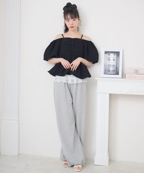 ems excite（エムズエキサイト）の「オフショルバルーンBL（シャツ/ブラウス・レディース・ホワイト/ブラック/ナチュラル・FREE）」の6枚目の写真