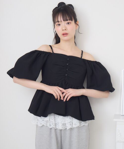 ems excite（エムズエキサイト）の「オフショルバルーンBL（シャツ/ブラウス・レディース・ホワイト/ブラック/ナチュラル・FREE）」の10枚目の写真