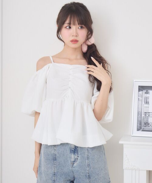 ems excite（エムズエキサイト）の「オフショルバルーンBL（シャツ/ブラウス・レディース・ホワイト/ブラック/ナチュラル・FREE）」の18枚目の写真