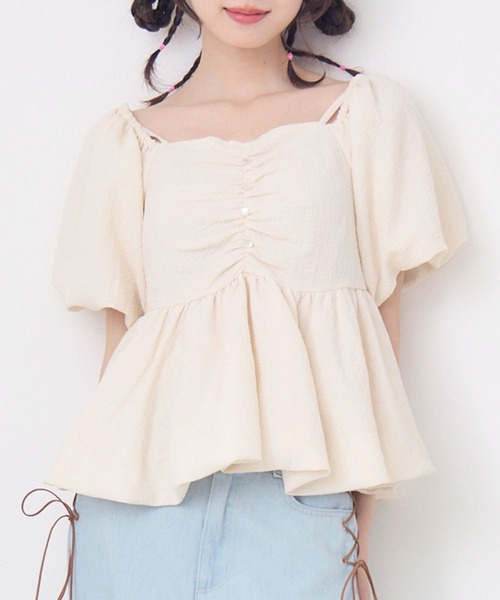 ems excite（エムズエキサイト）の「オフショルバルーンBL（シャツ/ブラウス・レディース・ホワイト/ブラック/ナチュラル・FREE）」の3枚目の写真