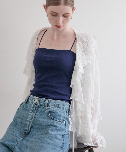 bijorie(ビジュリィ)の「【bijorie】ベストボディブラ リブベアキャミソール / カップ付きキャミソール / NEW BASIC 25SS(キャミソール・レディース・ネイビー/ブラック/オフホワイト・MEDIUM/LG/LARGE)」の3枚目の写真