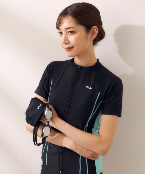 FILA/フィラ】レディース配色フルジップ半袖タンキニセパレート