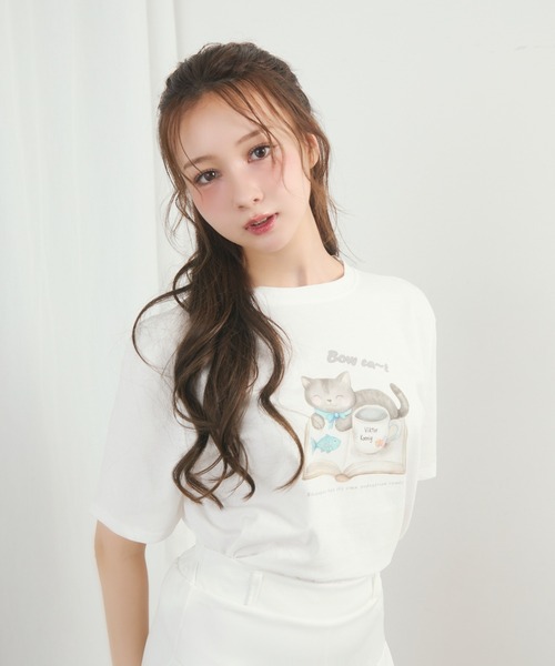 セール】オーバーサイズネコプリントTシャツ（Tシャツ