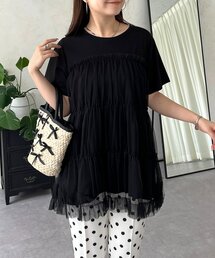 チュールティアードドッキングTシャツ