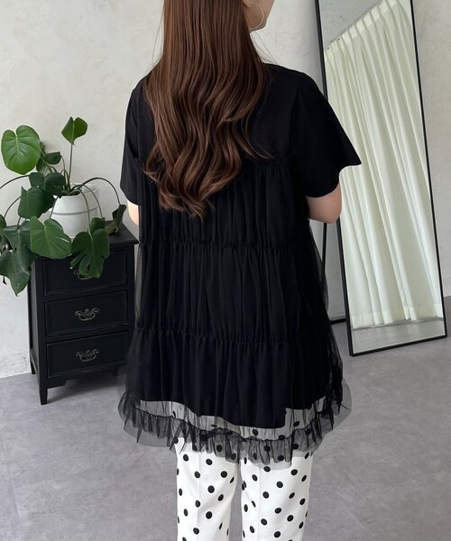 prose verse(プロズヴェール)の「チュールティアードドッキングTシャツ(Tシャツ/カットソー・レディース・ブラック/オフホワイト・LARGE/MEDIUM)」の17枚目の写真