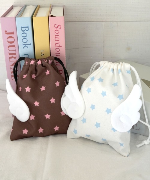 巾着＆ポーチ＆エコバッグ♡ポメ＆にゃんこ セール】【 Port / ポート 】 ウィッシュコア 羽付き 巾着