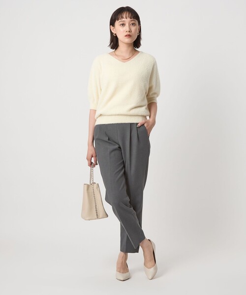 green label relaxing（グリーンレーベルリラクシング）の「［size SHORT/TALLあり］ダブルクロス テーパード パンツ ウォッシャブル ストレッチ（スラックス・レディース・ベージュ/ネイビー/ブラック/グレー・38/36/34/SHORT/46/44/42/40/TALL）」の12枚目の写真