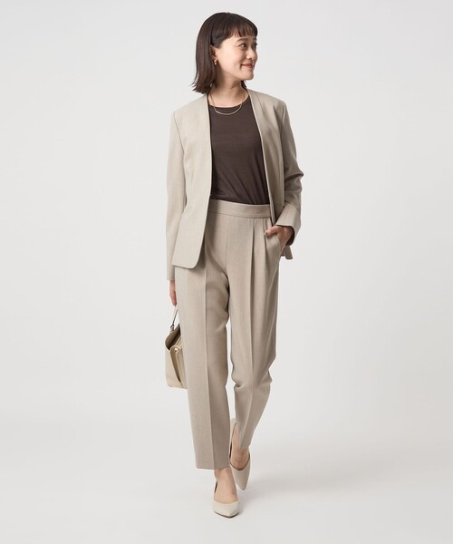 green label relaxing（グリーンレーベルリラクシング）の「［size SHORT/TALLあり］ダブルクロス テーパード パンツ ウォッシャブル ストレッチ（スラックス・レディース・ベージュ/ネイビー/ブラック/グレー・38/36/34/SHORT/46/44/42/40/TALL）」の17枚目の写真