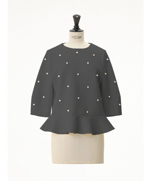 STRAWBERRY-FIELDS（ストロベリーフィールズ）の「パールライトダンボール_パール付きジャージプルオーバー（Tシャツ/カットソー・レディース・オフホワイト/グレー・2）」の13枚目の写真