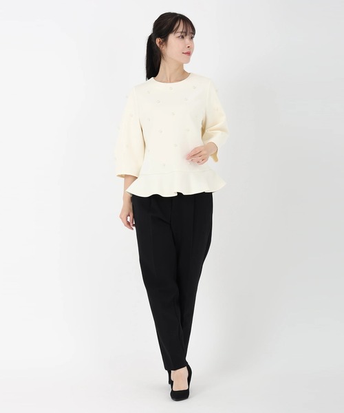 STRAWBERRY-FIELDS（ストロベリーフィールズ）の「パールライトダンボール_パール付きジャージプルオーバー（Tシャツ/カットソー・レディース・オフホワイト/グレー・2）」の12枚目の写真