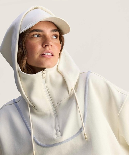 adidas by Stella McCartney（アディダスバイステラマッカートニー）の「adidas By Stella McCartney ペプラム フーディー / ハーフジップ / アディダス adidas（パーカー・レディース・ベージュ/ブラウン・LARGE/MEDIUM/SMALL/X-LARGE）」の4枚目の写真