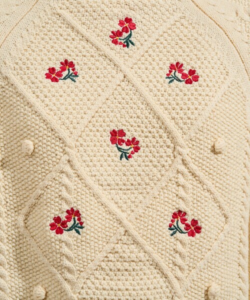 m様へ♥GWまで ※ブーケプルズ セール】花刺繍 ニットプルオーバー/ ケーブルニット（ニット