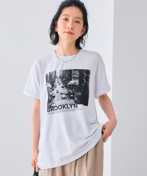 CROSS FUNCTION（クロスファンクション）の「エブ楽 BROOKLYNフォトプリントTシャツ（Tシャツ/カットソー・レディース・ホワイト・FREE）」の4枚目の写真