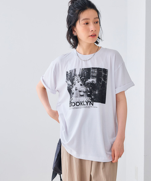 CROSS FUNCTION（クロスファンクション）の「エブ楽 BROOKLYNフォトプリントTシャツ（Tシャツ/カットソー・レディース・ホワイト・FREE）」の5枚目の写真