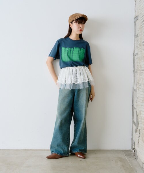 WHIMSIC(ウィムジック)の「【UNISEX】 ミラージュ シルクスクリーン プリントT(Tシャツ/カットソー・レディース・ネイビー/ホワイト・1/2)」の5枚目の写真