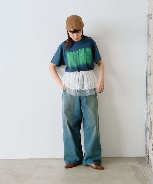 WHIMSIC(ウィムジック)の「【UNISEX】 ミラージュ シルクスクリーン プリントT(Tシャツ/カットソー・レディース・ネイビー/ホワイト・1/2)」の8枚目の写真