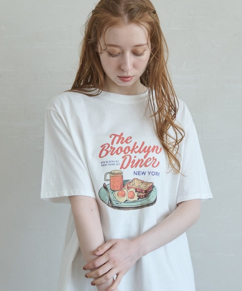 Crisp(クリスプ)の「モーニングプレートTシャツ(Tシャツ/カットソー・レディース・ブラウン/ホワイト・FREE)」の7枚目の写真