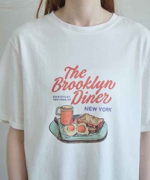 Crisp(クリスプ)の「モーニングプレートTシャツ(Tシャツ/カットソー・レディース・ブラウン/ホワイト・FREE)」の10枚目の写真