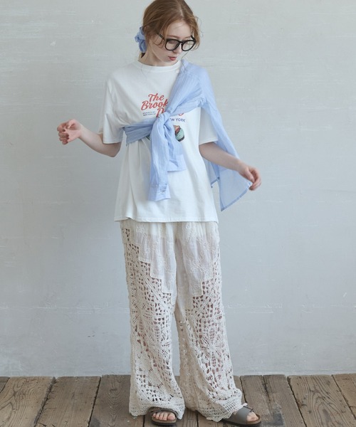 Crisp(クリスプ)の「モーニングプレートTシャツ(Tシャツ/カットソー・レディース・ブラウン/ホワイト・FREE)」の13枚目の写真