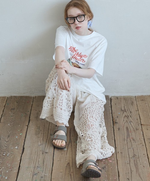 Crisp(クリスプ)の「モーニングプレートTシャツ(Tシャツ/カットソー・レディース・ブラウン/ホワイト・FREE)」の14枚目の写真
