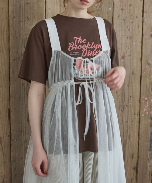 Crisp(クリスプ)の「モーニングプレートTシャツ(Tシャツ/カットソー・レディース・ブラウン/ホワイト・FREE)」の17枚目の写真