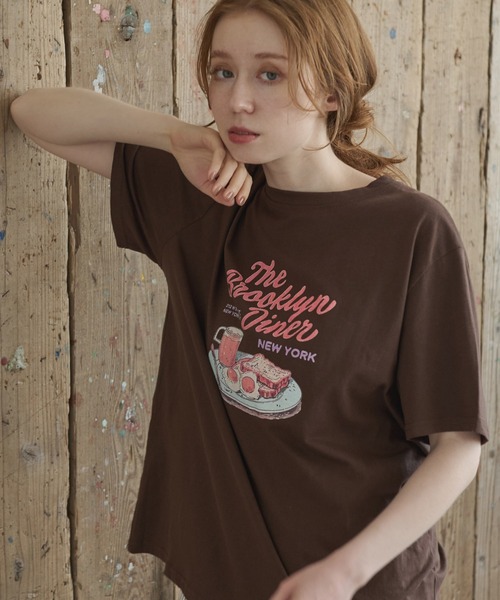 Crisp(クリスプ)の「モーニングプレートTシャツ(Tシャツ/カットソー・レディース・ブラウン/ホワイト・FREE)」の18枚目の写真