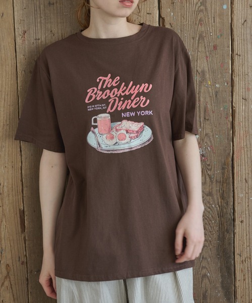 Crisp(クリスプ)の「モーニングプレートTシャツ(Tシャツ/カットソー・レディース・ブラウン/ホワイト・FREE)」の19枚目の写真
