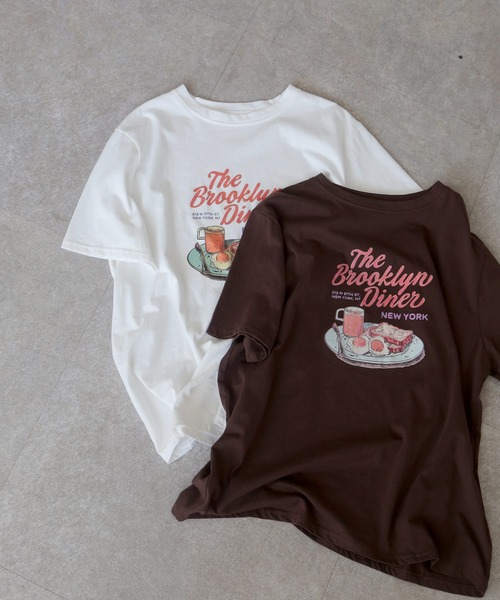 Crisp(クリスプ)の「モーニングプレートTシャツ(Tシャツ/カットソー・レディース・ブラウン/ホワイト・FREE)」の21枚目の写真