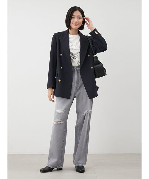 Mila Owen（ミラオーウェン）の「EAGLETシャツ（Tシャツ/カットソー・レディース・チャコールグレー/ライトブルー/ホワイト/ボルドー・0/1）」の11枚目の写真