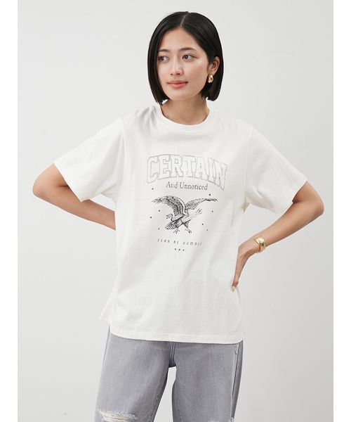 Mila Owen（ミラオーウェン）の「EAGLETシャツ（Tシャツ/カットソー・レディース・チャコールグレー/ライトブルー/ホワイト/ボルドー・0/1）」の19枚目の写真