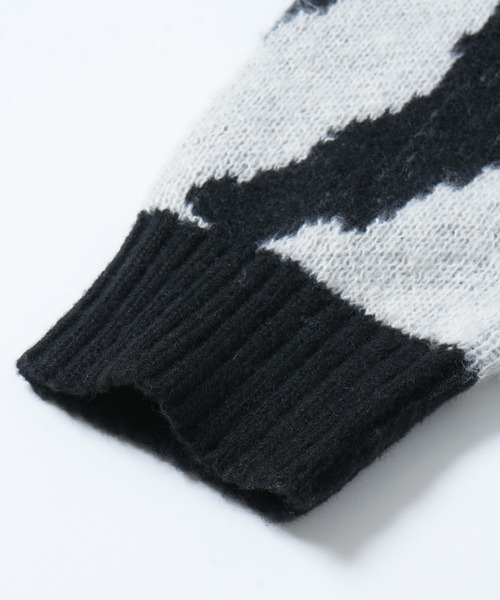 Starting Over（スターティングオーバー）の「アニマル グラデーション 総柄 プルオーバー クルーネック シャギーニット（ニット/セーター・メンズ・ベージュ/ブラック/ブラック×ホワイト/グレー/ネイビー/ブラック×グレー・M/L）」の8枚目の写真