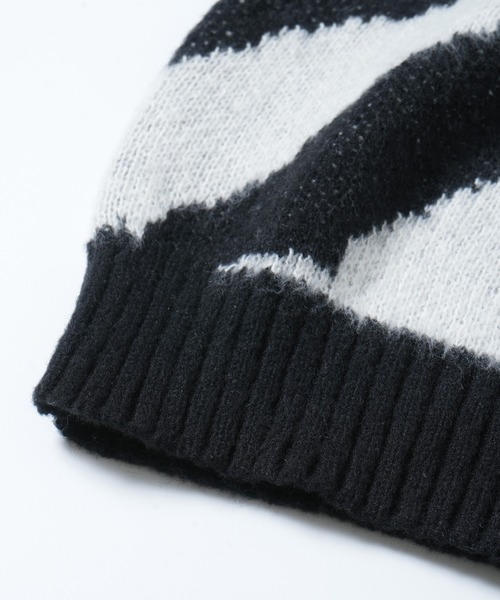 Starting Over（スターティングオーバー）の「アニマル グラデーション 総柄 プルオーバー クルーネック シャギーニット（ニット/セーター・メンズ・ベージュ/ブラック/ブラック×ホワイト/グレー/ネイビー/ブラック×グレー・M/L）」の9枚目の写真