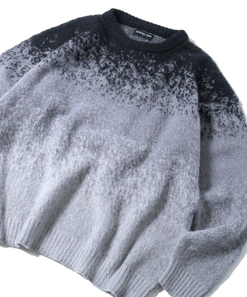Starting Over（スターティングオーバー）の「アニマル グラデーション 総柄 プルオーバー クルーネック シャギーニット（ニット/セーター・メンズ・ベージュ/ブラック/ブラック×ホワイト/グレー/ネイビー/ブラック×グレー・M/L）」の11枚目の写真