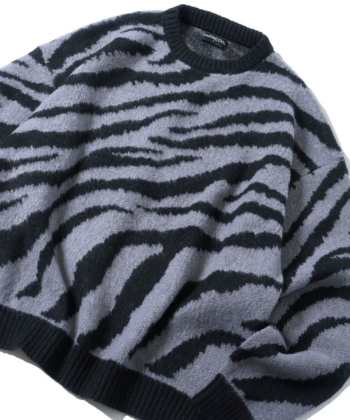 Starting Over（スターティングオーバー）の「アニマル グラデーション 総柄 プルオーバー クルーネック シャギーニット（ニット/セーター・メンズ・ベージュ/ブラック/ブラック×ホワイト/グレー/ネイビー/ブラック×グレー・M/L）」の13枚目の写真