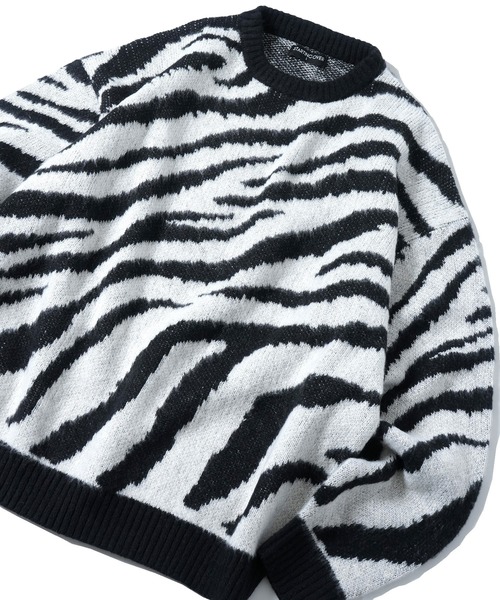 Starting Over（スターティングオーバー）の「アニマル グラデーション 総柄 プルオーバー クルーネック シャギーニット（ニット/セーター・メンズ・ベージュ/ブラック/ブラック×ホワイト/グレー/ネイビー/ブラック×グレー・M/L）」の14枚目の写真