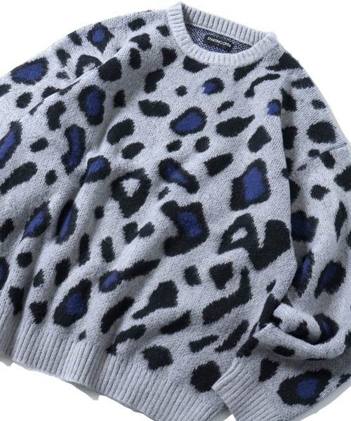 Starting Over（スターティングオーバー）の「アニマル グラデーション 総柄 プルオーバー クルーネック シャギーニット（ニット/セーター・メンズ・ベージュ/ブラック/ブラック×ホワイト/グレー/ネイビー/ブラック×グレー・M/L）」の15枚目の写真