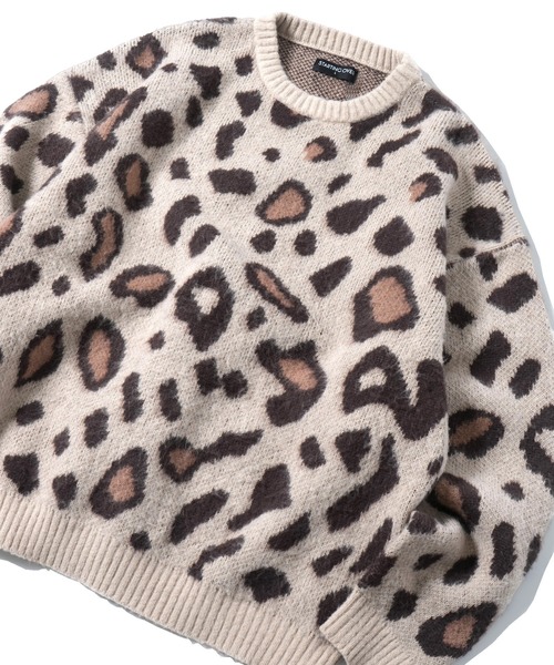 Starting Over（スターティングオーバー）の「アニマル グラデーション 総柄 プルオーバー クルーネック シャギーニット（ニット/セーター・メンズ・ベージュ/ブラック/ブラック×ホワイト/グレー/ネイビー/ブラック×グレー・M/L）」の16枚目の写真