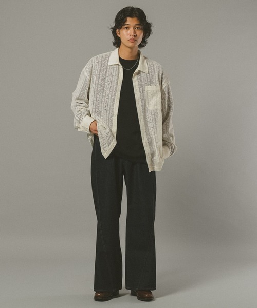 RAGEBLUE（レイジブルー）の「レースシアールーズシャツ（シャツ/ブラウス・メンズ・ブラック/ホワイト/ブラウン・MEDIUM/LARGE）」の4枚目の写真