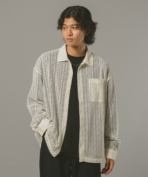 RAGEBLUE（レイジブルー）の「レースシアールーズシャツ（シャツ/ブラウス・メンズ・ブラック/ホワイト/ブラウン・MEDIUM/LARGE）」の7枚目の写真