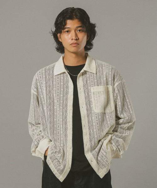 RAGEBLUE（レイジブルー）の「レースシアールーズシャツ（シャツ/ブラウス・メンズ・ブラック/ホワイト/ブラウン・MEDIUM/LARGE）」の8枚目の写真