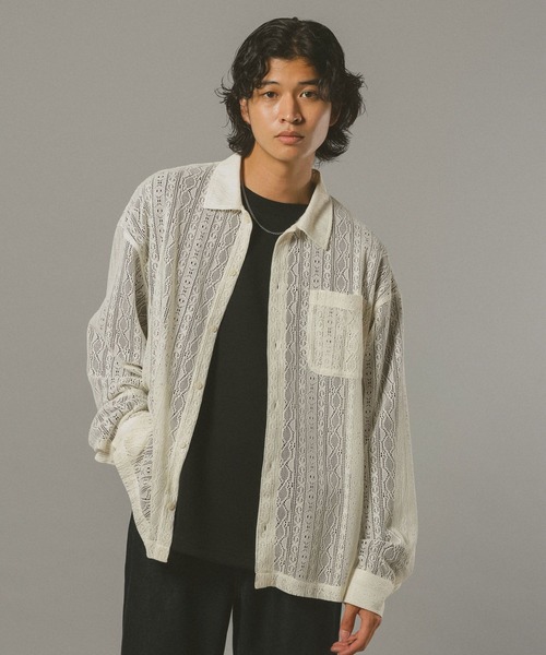 RAGEBLUE（レイジブルー）の「レースシアールーズシャツ（シャツ/ブラウス・メンズ・ブラック/ホワイト/ブラウン・MEDIUM/LARGE）」の9枚目の写真